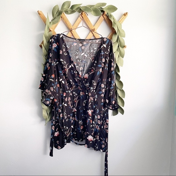 Torrid Lilly Black Floral Challis Blouse - Picture 5 of 9